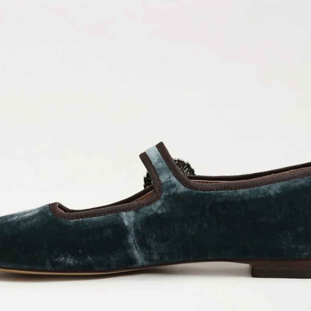 NIB - Sam Edelman Bluestone Velvet Michaela Mary Jane Flat - Size 6 - Picture 5 of 16